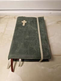 Bijbelhoes  vintage leer groen