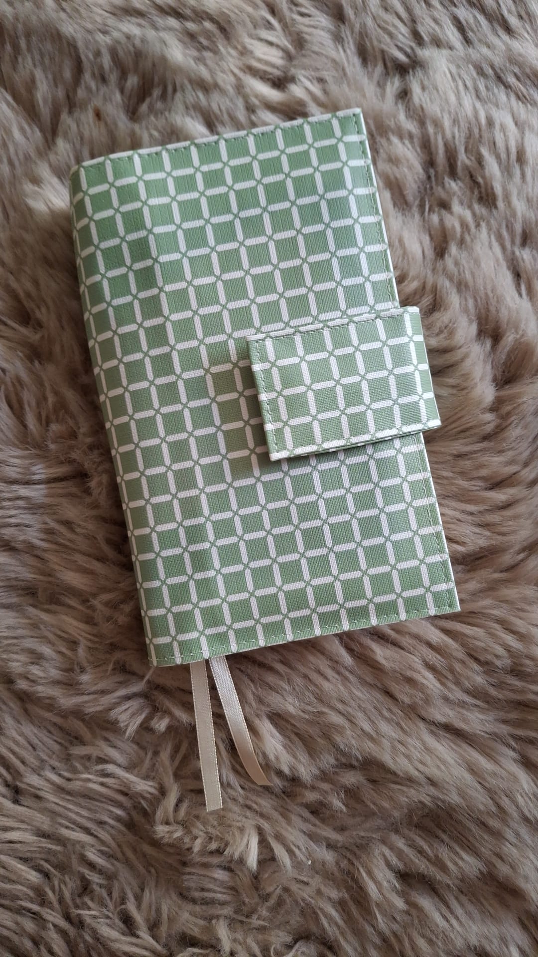 Bijbelhoes Tafelzeil Wafel Oud groen Kleine Ruit voor JB Schoolbijbel