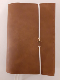 Luxe bruin vegan leather bijbelhoes incl. gouden kruisje voor HSV met psalmen (2017)