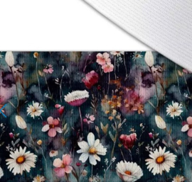 Elastiekband met bedrukking 5 cm aquarel margrieten Diana