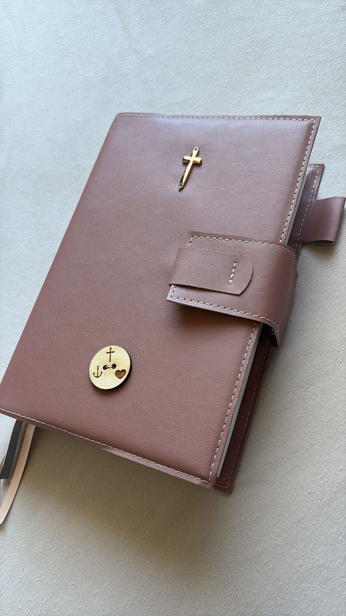 Bijbelhoes Vegan Leather Pastel Bruin