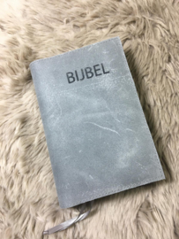 Bijbelhoes  vintage leer Grijs