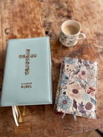 Bijbelhoes Kunstleer met print imitatie borduurwerk Rose beige