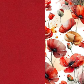 Bijbelhoes Kunstleer bloemen klaprozen geschilderd en een rode rug