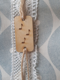 Houten label met muzieknoten (groot)