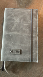 Bijbelhoes  vintage leer Grijs