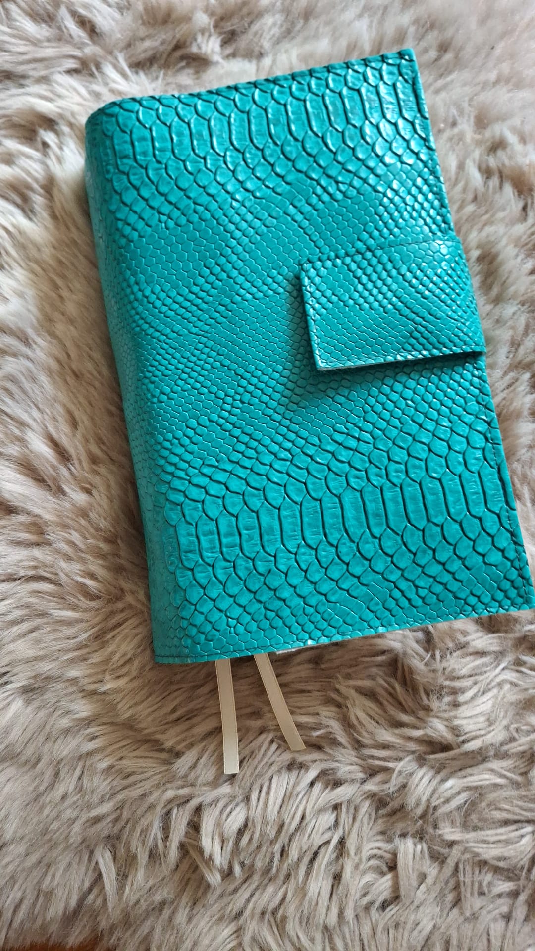 Bijbelhoes  Kunstleer Snake Zeegroen