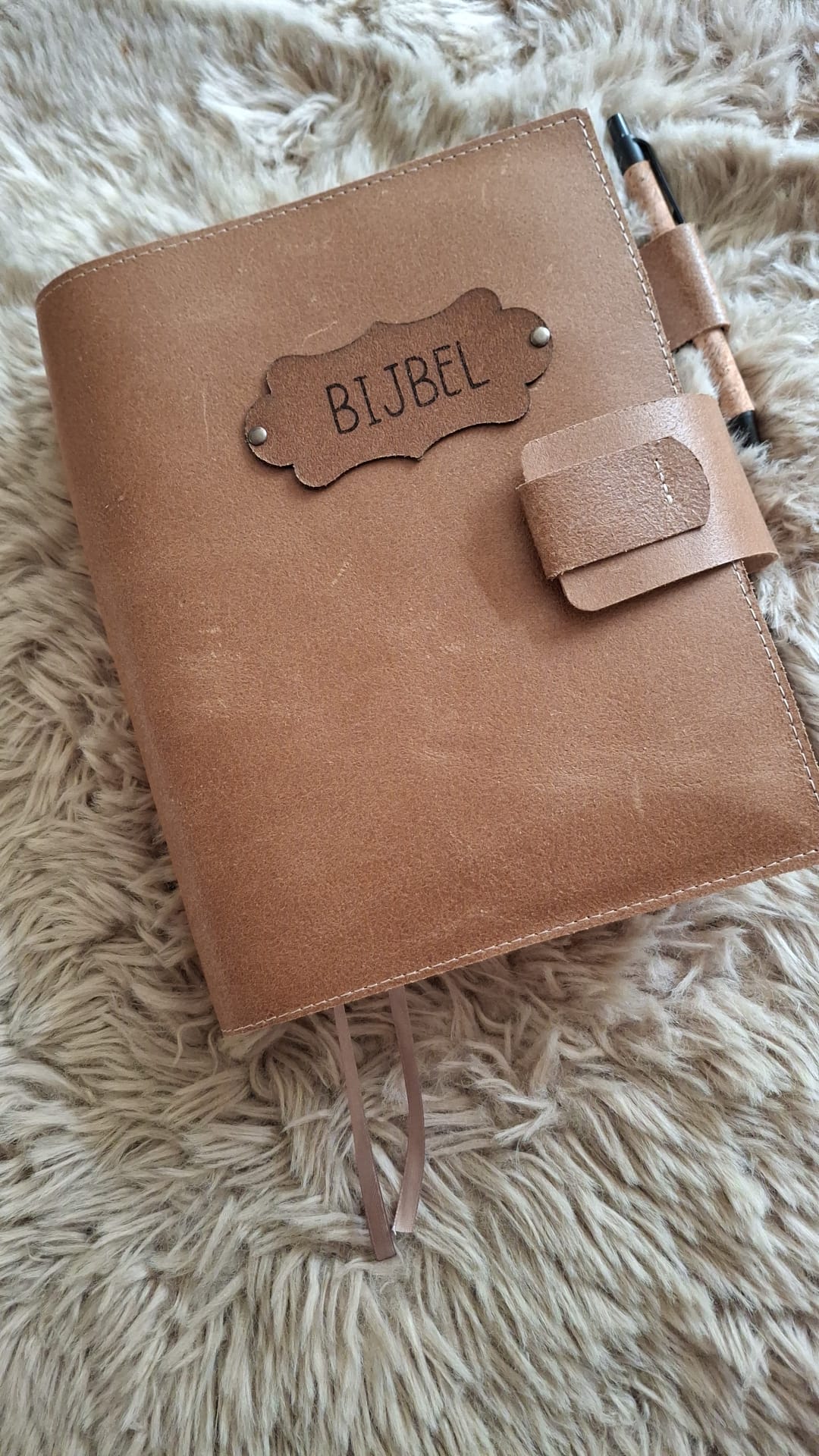 Bijbel SV met schrijfruimte:  Bijbelhoes vintage leer bruin