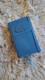 Bijbelhoes Vegan Leather Middenblauw voor de JB Schoolbijbel