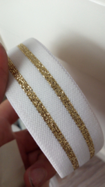 Elastiekband  4cm goud wit