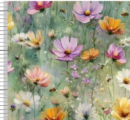 Bijbelhoes Kunstleer met print weidebloemen en bijen