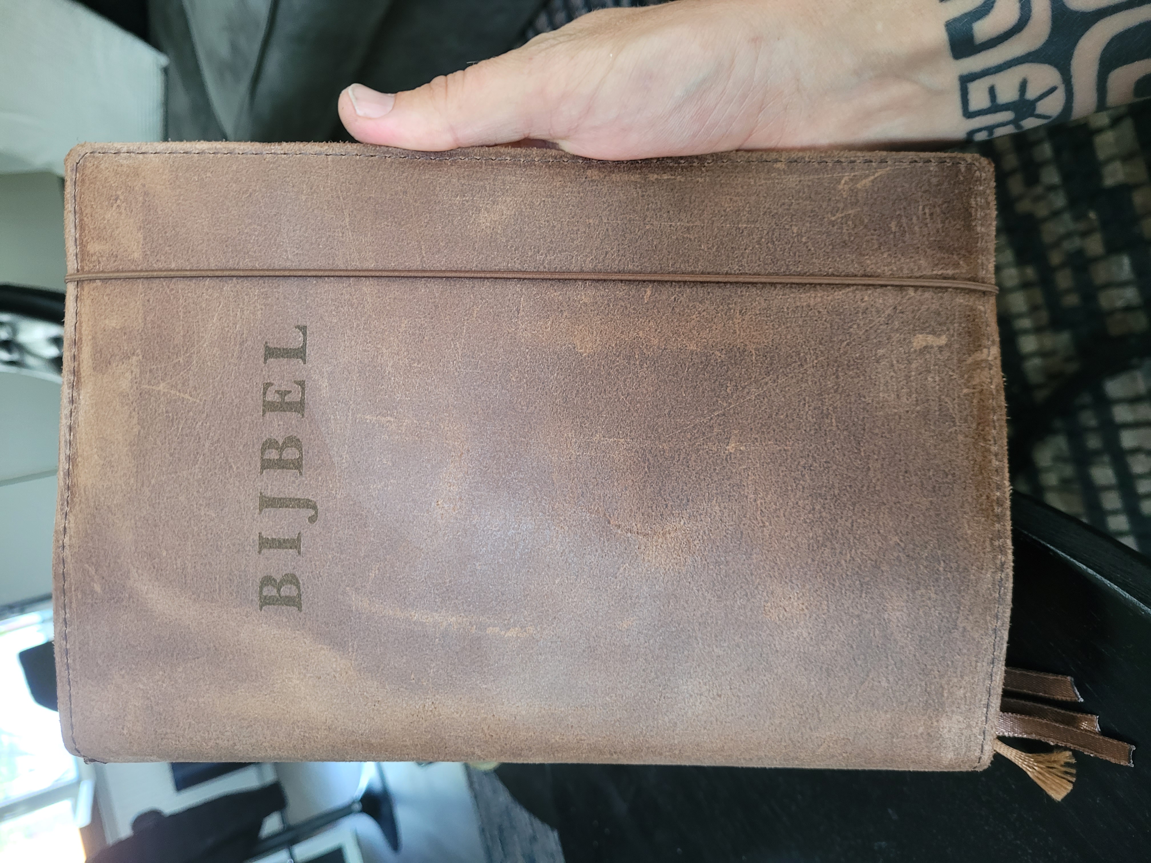 Bijbelhoes vintage leer bruin