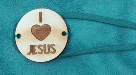 Houten label 'I love Jesus'