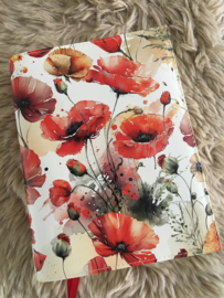 Bijbel SV met schrijfruimte: Bijbelhoes Kunstleer bloemen klaprozen geschilderd