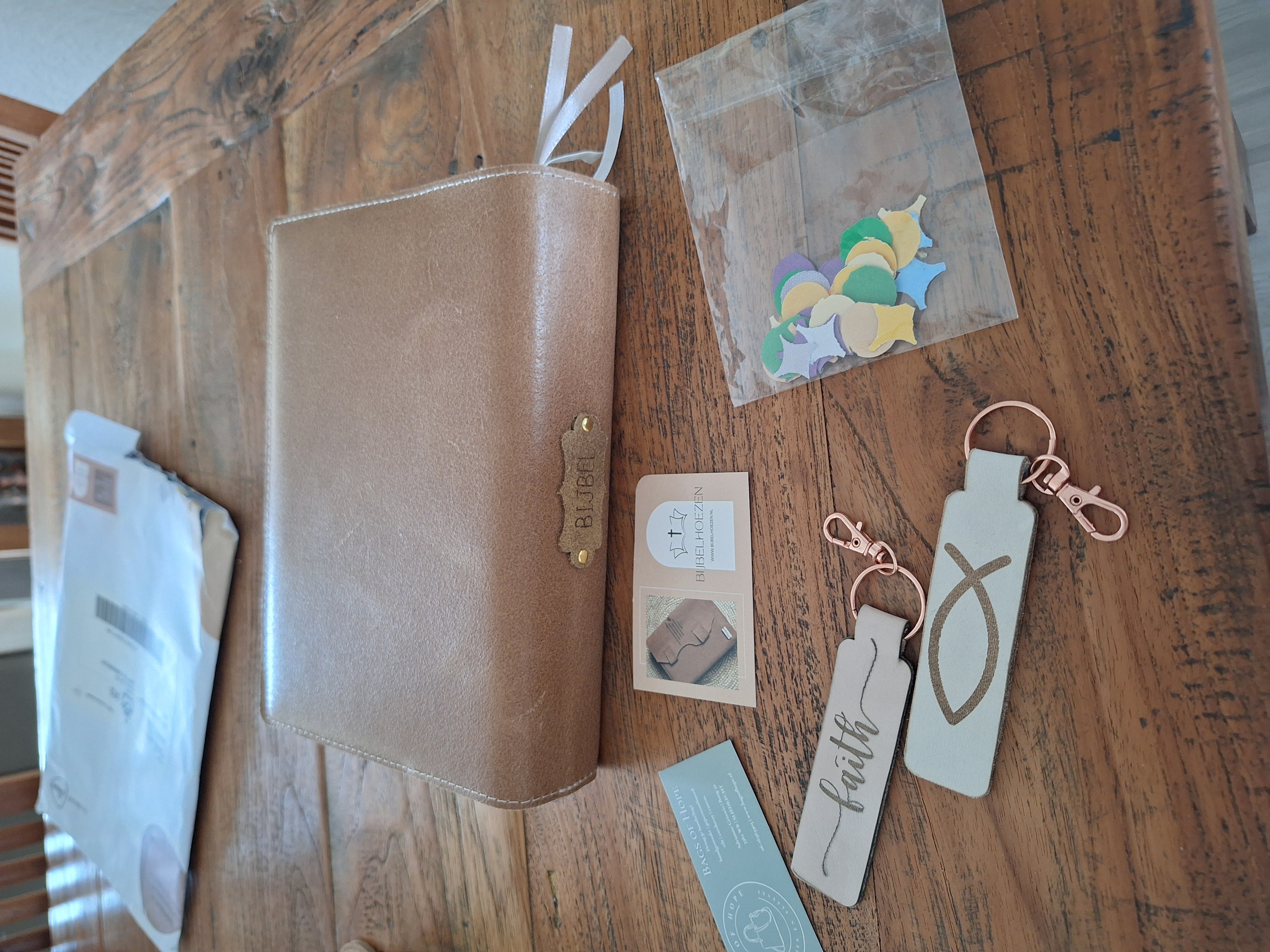 Bijbelhoes vintage leer bruin
