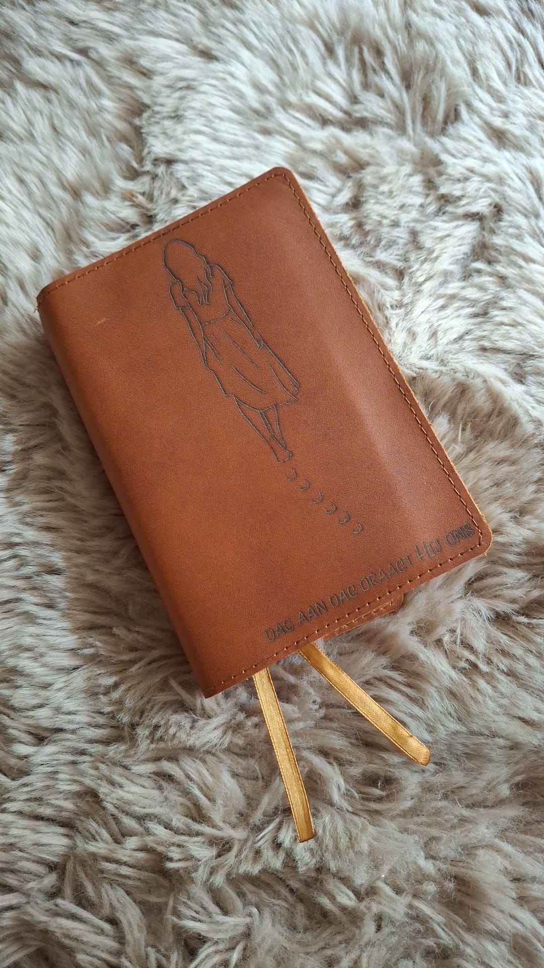 HSV met Psalmen 15,6: Bijbelhoes leer Cognac incl. gravure