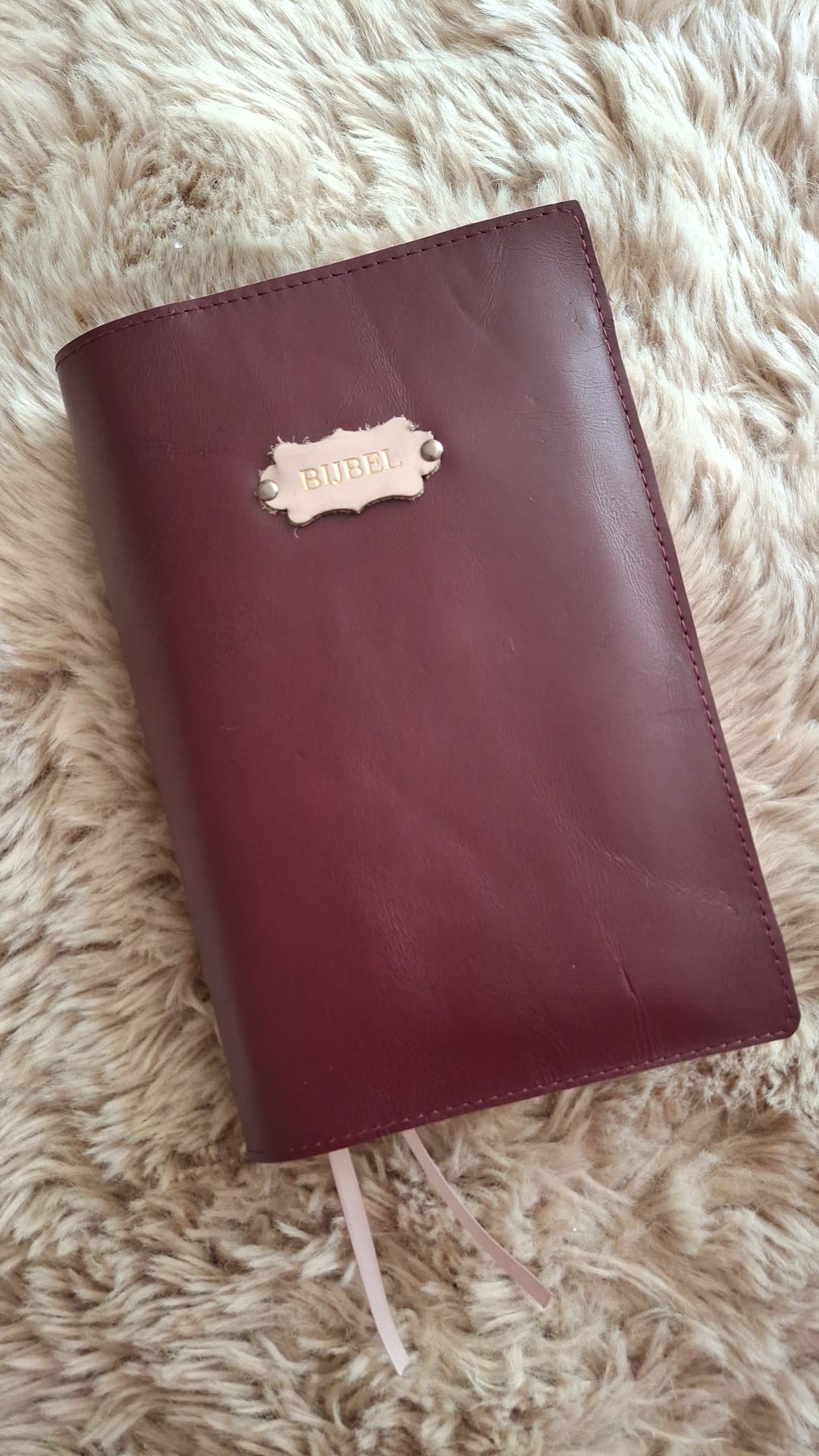 NBV 21standaard:  Bijbelhoes leer Aubergine