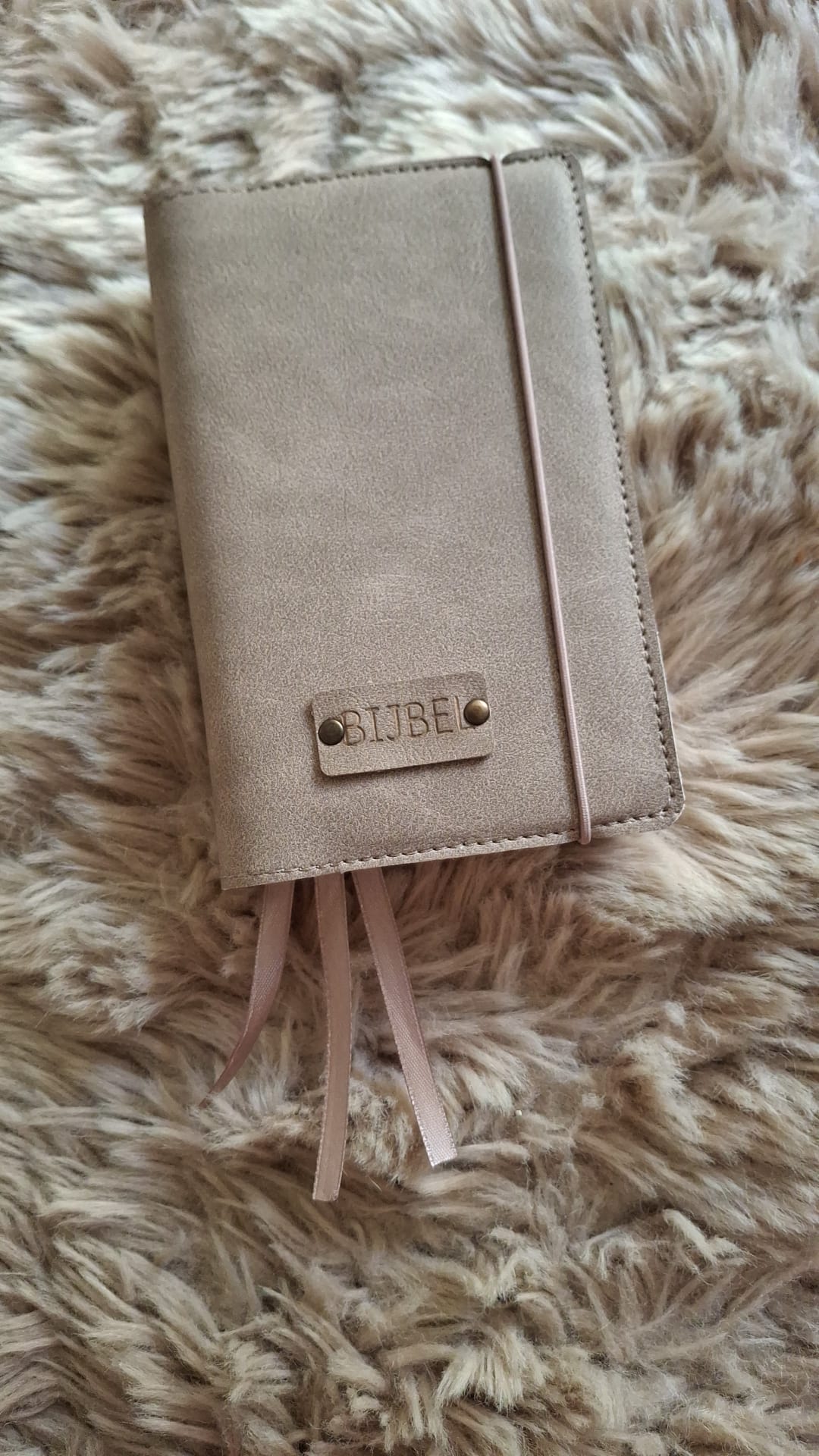 HSV met Psalmen 15,6:Bijbelhoes Vegan Leather Grijs/Taupe