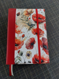 Bijbelhoes Kunstleer bloemen klaprozen geschilderd en een rode rug