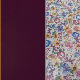 BGT 18,8x 29.3: Bijbelhoes Leer Aubergine met rug bloemen