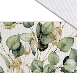 Elastiekband met bedrukking 5 cm eucalyptus wit