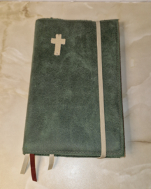 Bijbelhoes  vintage leer groen