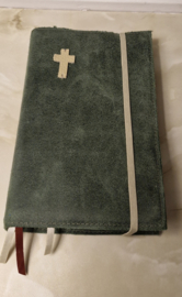 Bijbelhoes  vintage leer groen