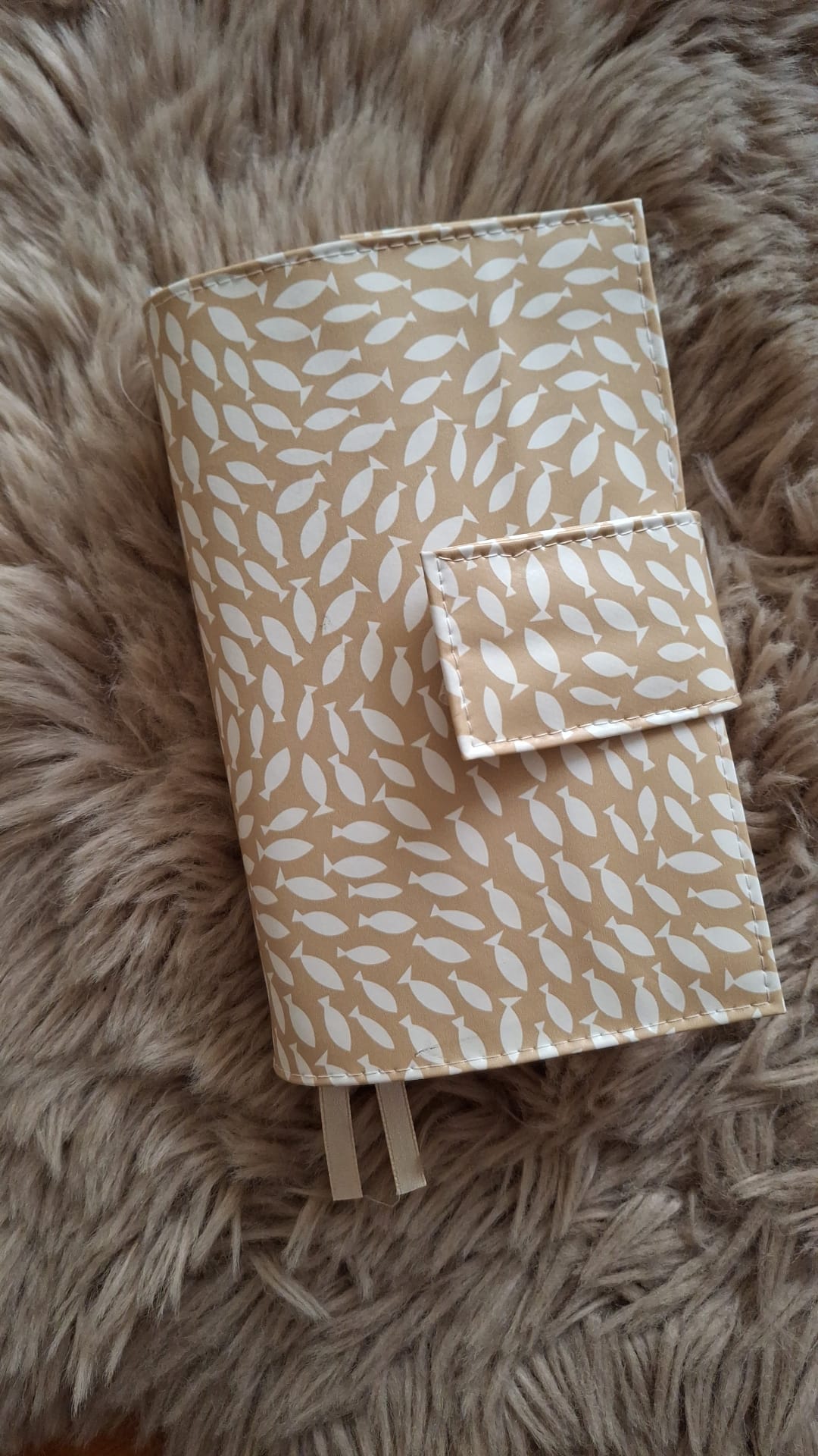 Bijbelhoes Tafelzeil Beige Visjes