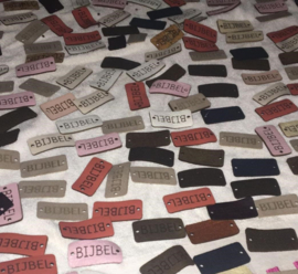 Leren label passend bij de hoes