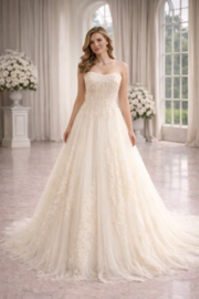 prinsessen trouwjurk crème maat 34 36