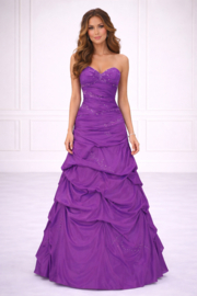 Paarse strapless galajurk maat 32 34
