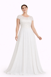 Eenvoudige trouwjurk chiffon ivoor maat 40-42 | Tweede huwelijk