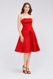 Rode cocktailjurk strapless maat 36 38