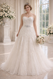 A lijn trouwjurk ivoor maat 36 38 40