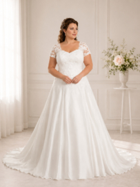 Plus size trouwjurk A-lijn 48-50-52