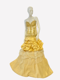 Prinsessen jurk goudkleurig maat 34,36,38