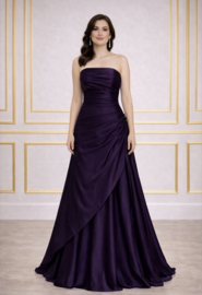 Paarse strapless galajurk taffeta maat 38 40