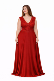 grote maat galajurk rood maat 52 t/m 60