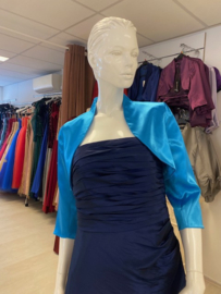 turquoise  bolero satijn maat 34 t/m 46