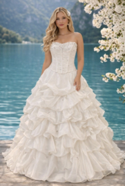 Sissi trouwjurk wit corset ruffles maat 36 38 40