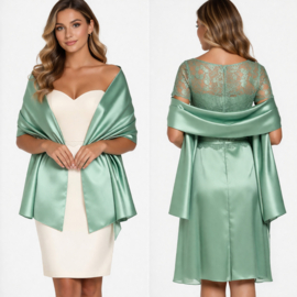 mintgroene stola van satijn