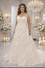 Bruidsjurk grote maat ivoor taffeta maat 44 46 48