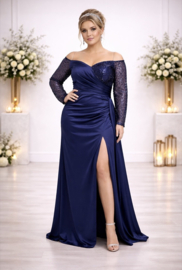 plus size galajurk marineblauw maat 44, 46