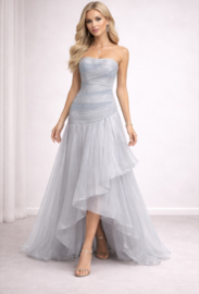 grijze strapless galajurk maat 38-42