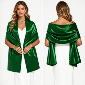 emerald groene stola van satijn