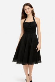 Zwarte cocktailjurk halter maat 34 36