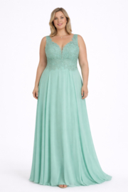 mintgroene grote maat galajurk 48, 50