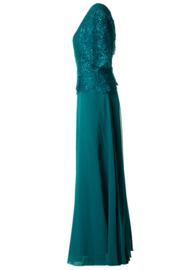 grote maat avondjurk petrol maat 50 52 54