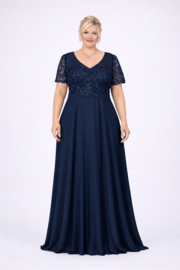 marineblauwe grote maat galajurk 50, 52