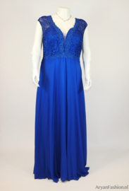 trouwjurk grote maten royalblauw maat 52 t/m 58